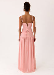 Clemence Bustier Maxi Dress - Coral