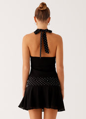 Colby Mini Skirt - Black Polka Dot