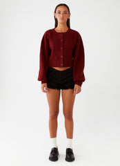 Daphne Knit Cardigan - Maroon