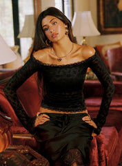 Mochapella Off The Shoulder Top Black