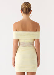 Either Way Off Shoulder Mini Dress - Yellow