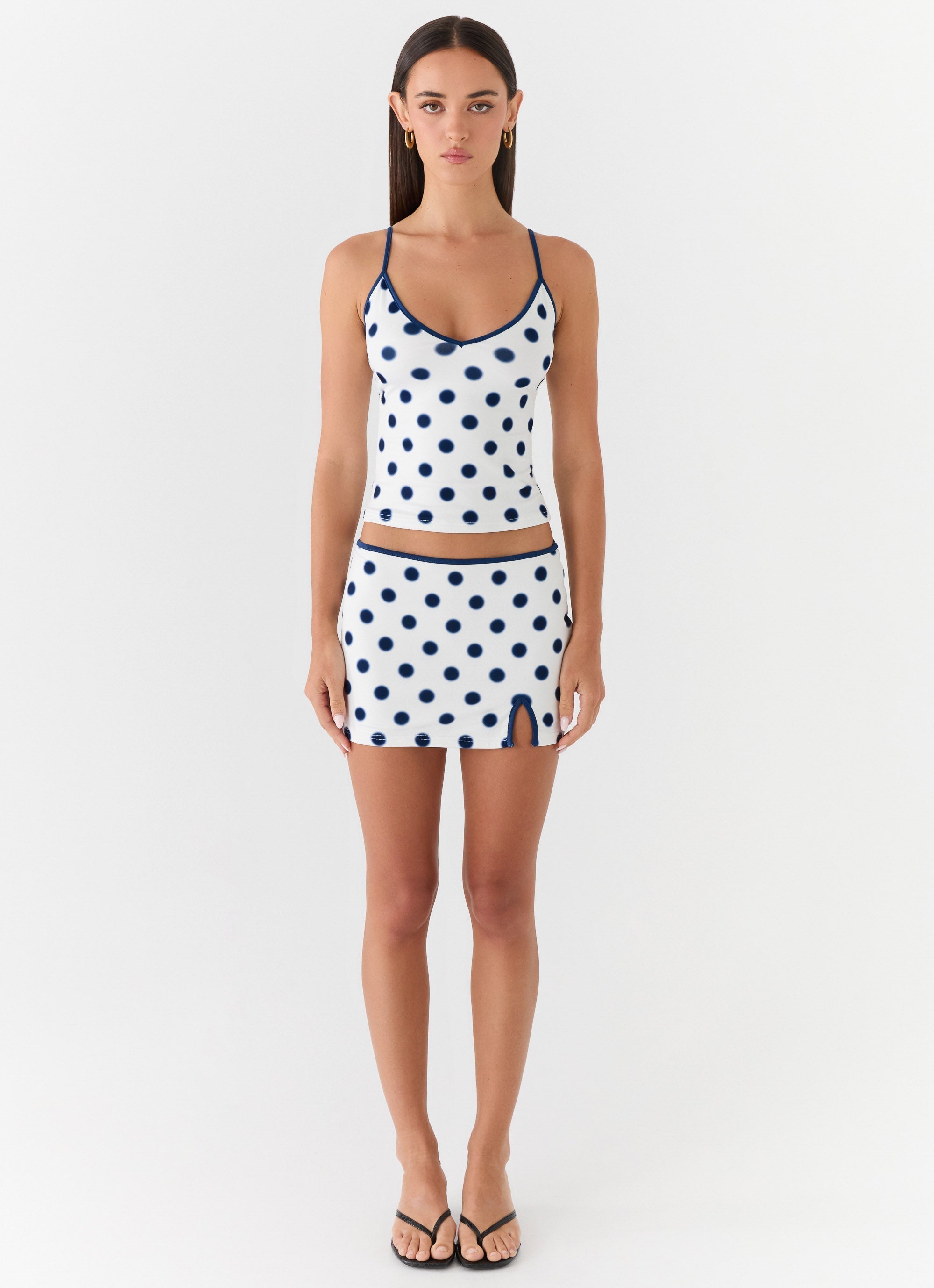 Elliot Top - Porcelain Blue Polka Dot