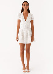 Falling Water Mini Dress - White Floral