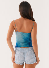 Future Cut Out Top - Blue Tie Dye