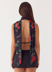 Get Me Halter Backless Top - Midnight Bloom