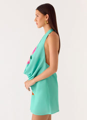 Halia Cowl Mini Dress - Jungle Bloom
