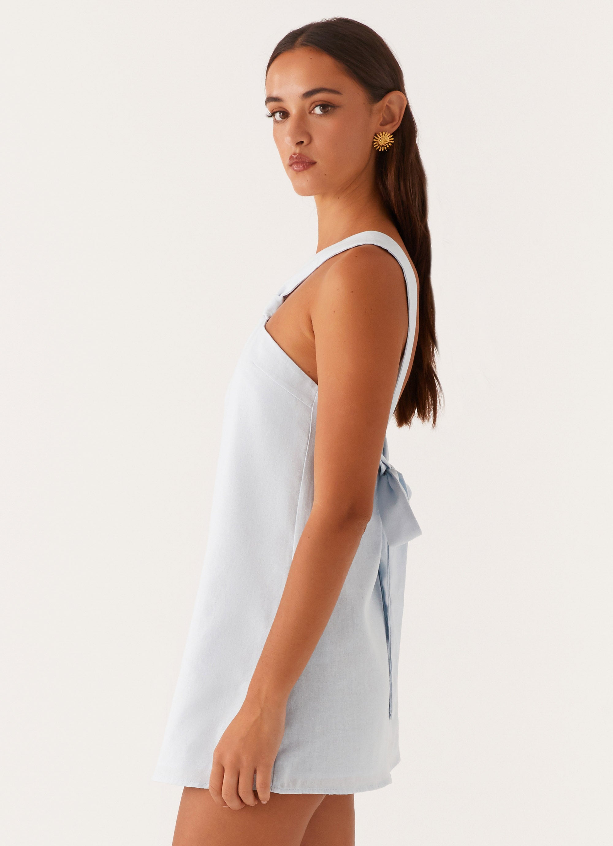 Keira Linen Micro Mini Dress - Blue