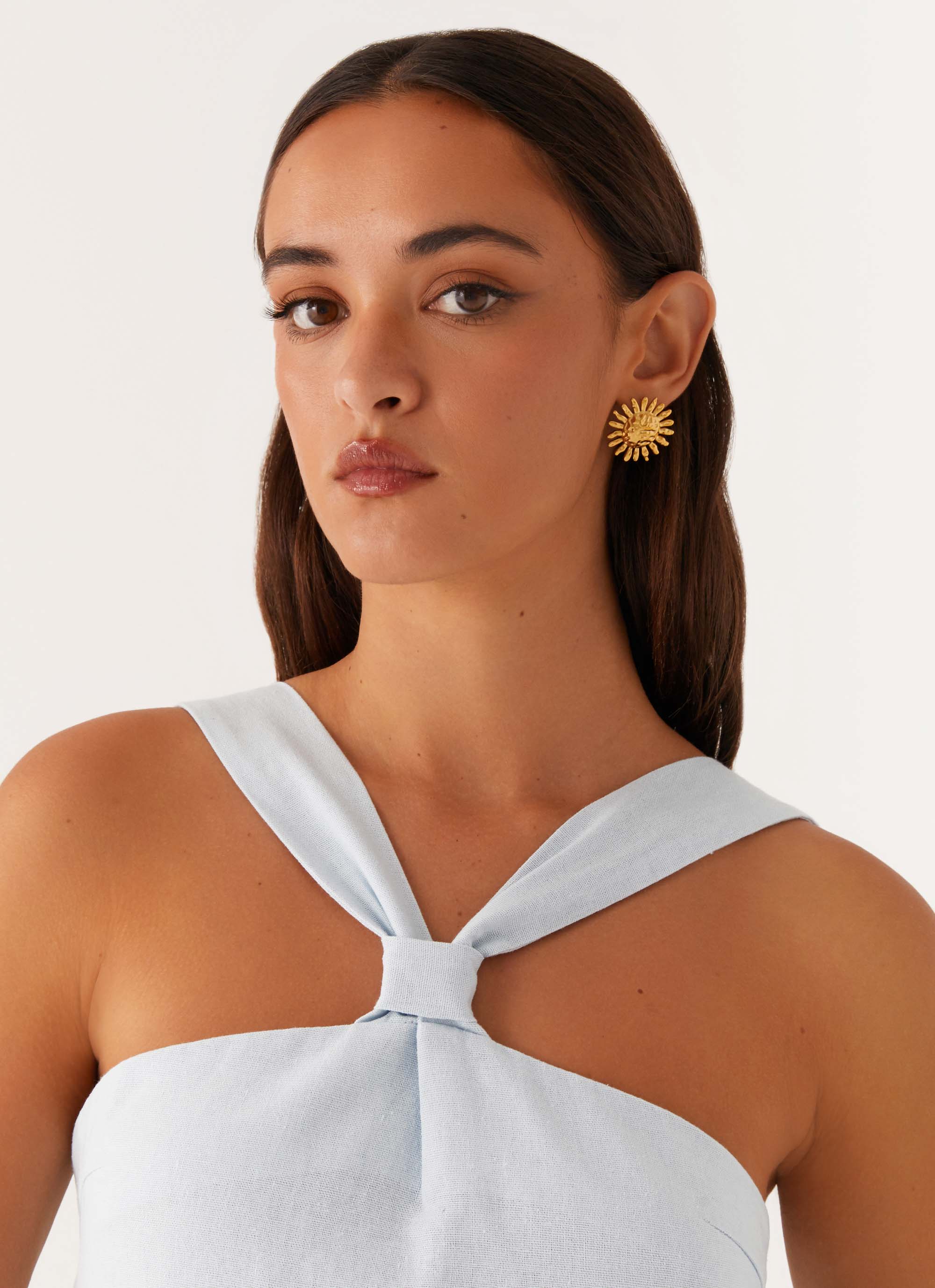 Keira Linen Micro Mini Dress - Blue