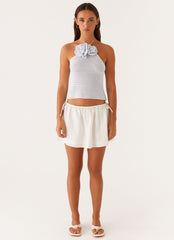 Miabella Low Rise Mini Skirt - White