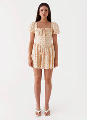Mila Mini Dress - Yellow Ditsy Floral