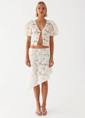 Orchid Breeze Midi Skirt - Ivory