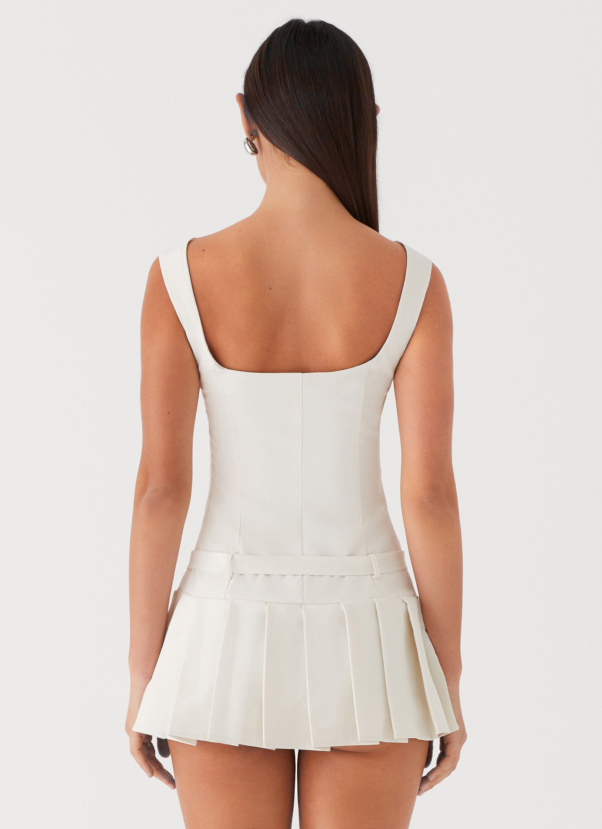 Poetic Justice Belt Mini Dress - White