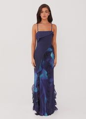 Do No Wrong Ruffle Maxi Dress - Cyber Rose