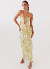 Sunset Kisses Ruffle Maxi Dress - Daffodil