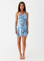 Iris Bloom Mini Dress - Blue Floral