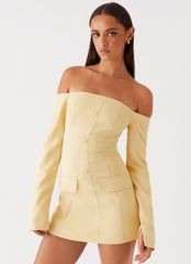 Dominique Blazer Mini Dress - Yellow