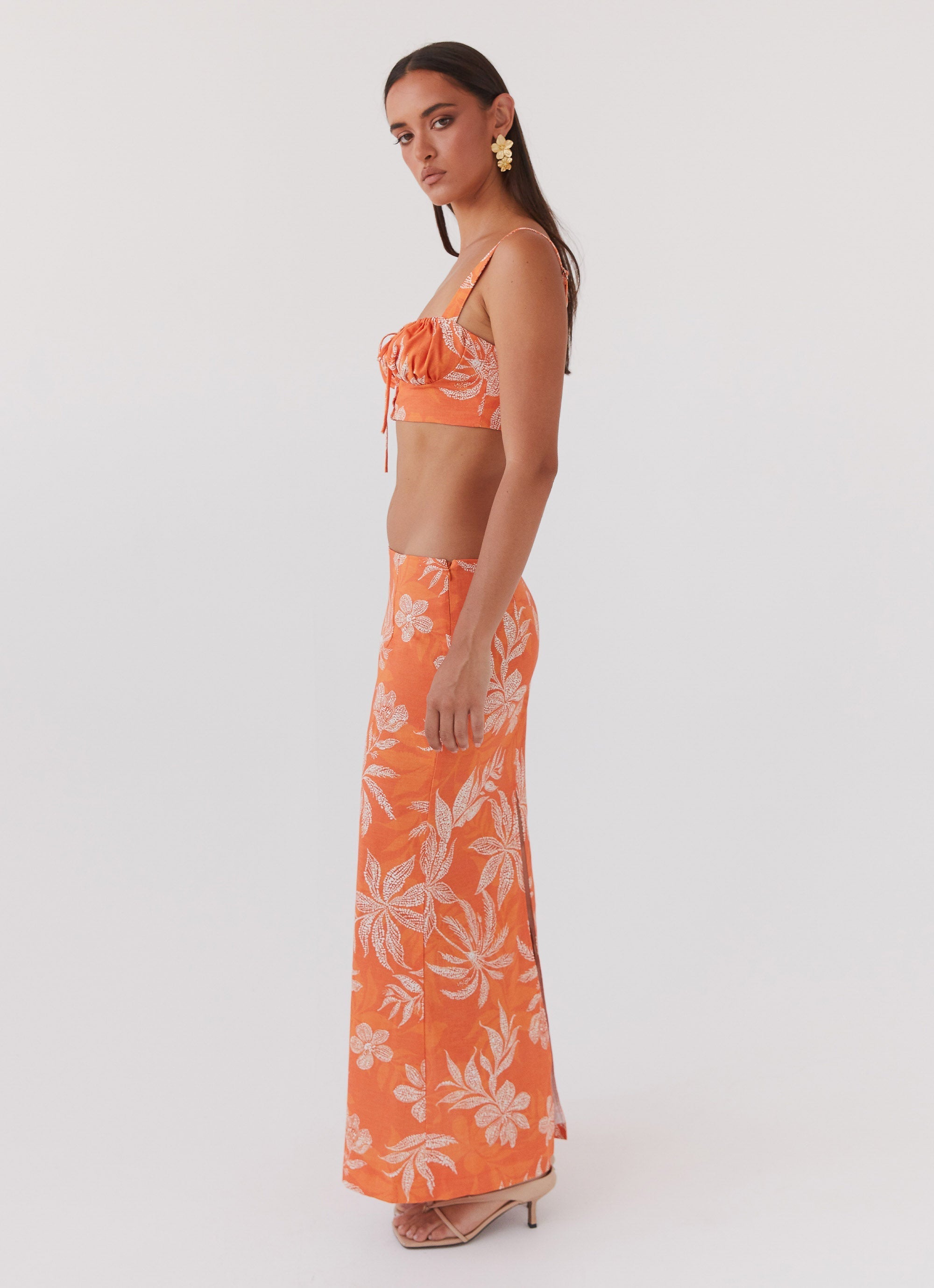 Born For Bordeaux Linen Skirt - Tropic Sunset
