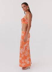 Born For Bordeaux Linen Skirt - Tropic Sunset