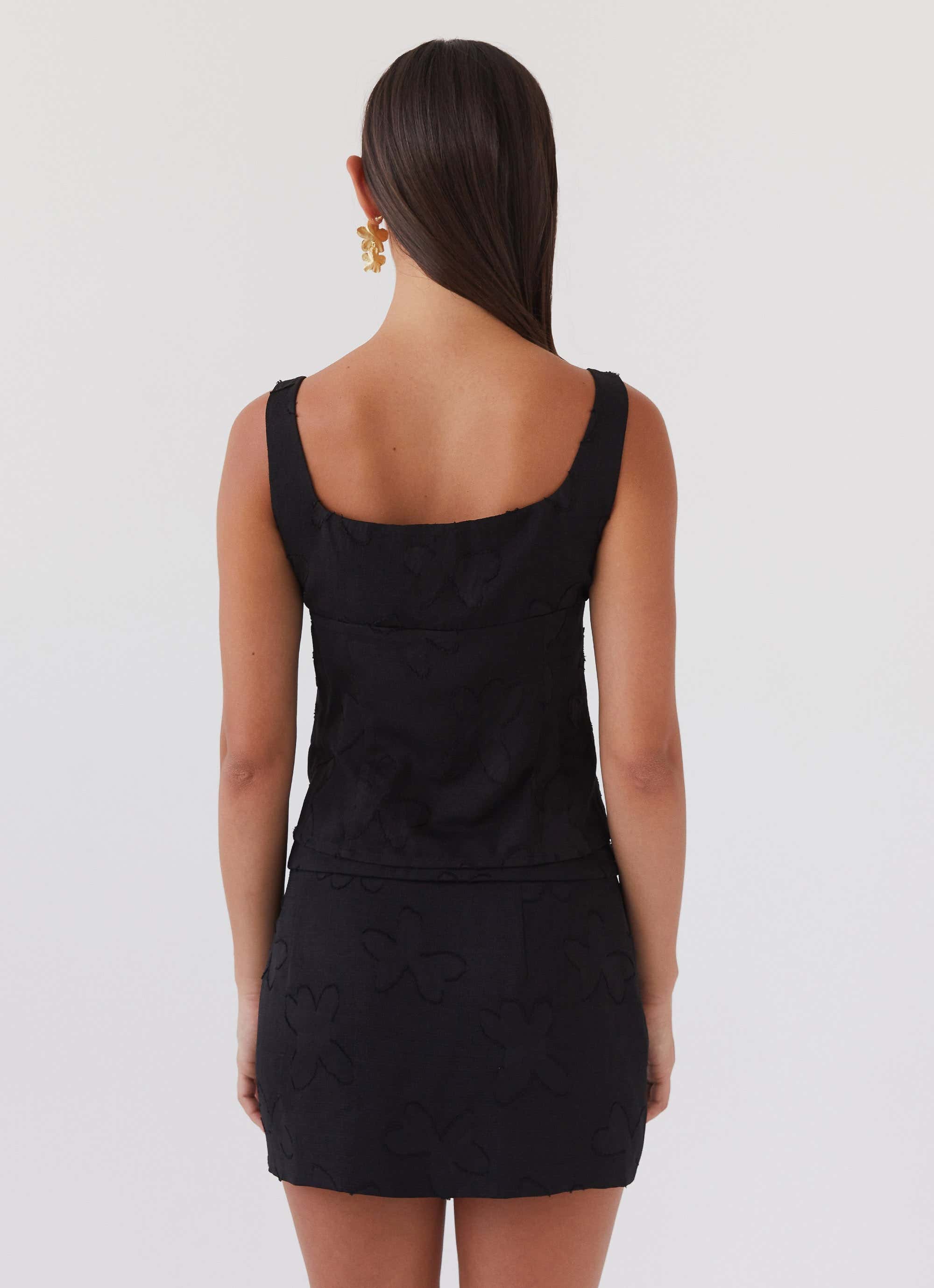 Bianka Wrap Mini Skirt - Black Petal