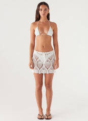 Malta Mood Crochet Mini Skirt - White