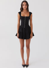 Isabella Denim Bustier Dress - Black