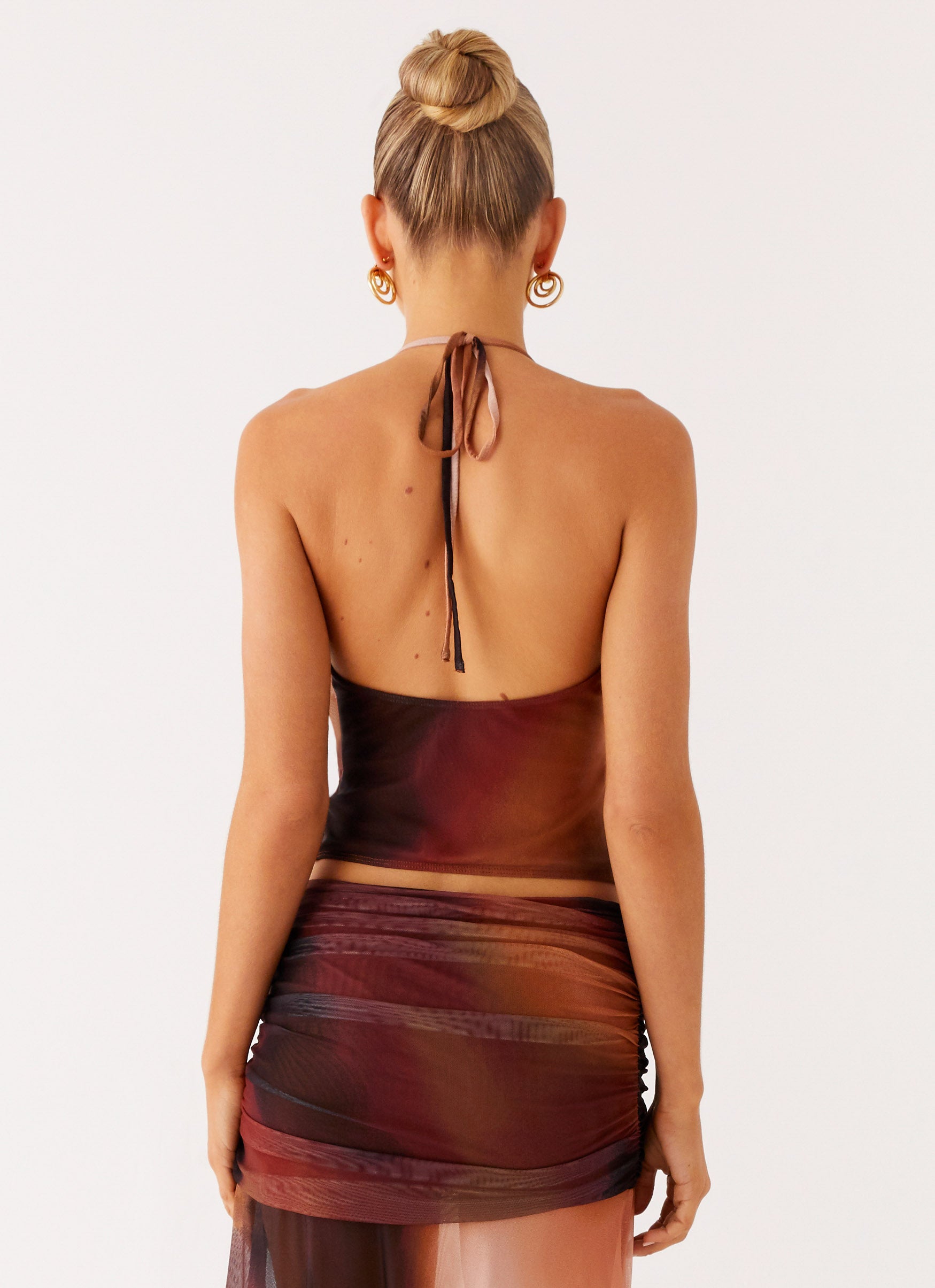 Stargazer Mesh Cowl Top - Black Gradient