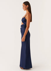 Stormie Satin Maxi Dress - Navy