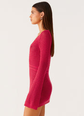 Sunriser Crochet Mini Dress - Pink