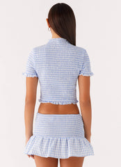 Sweetest Pie Mini Skirt - Baby Blue Gingham