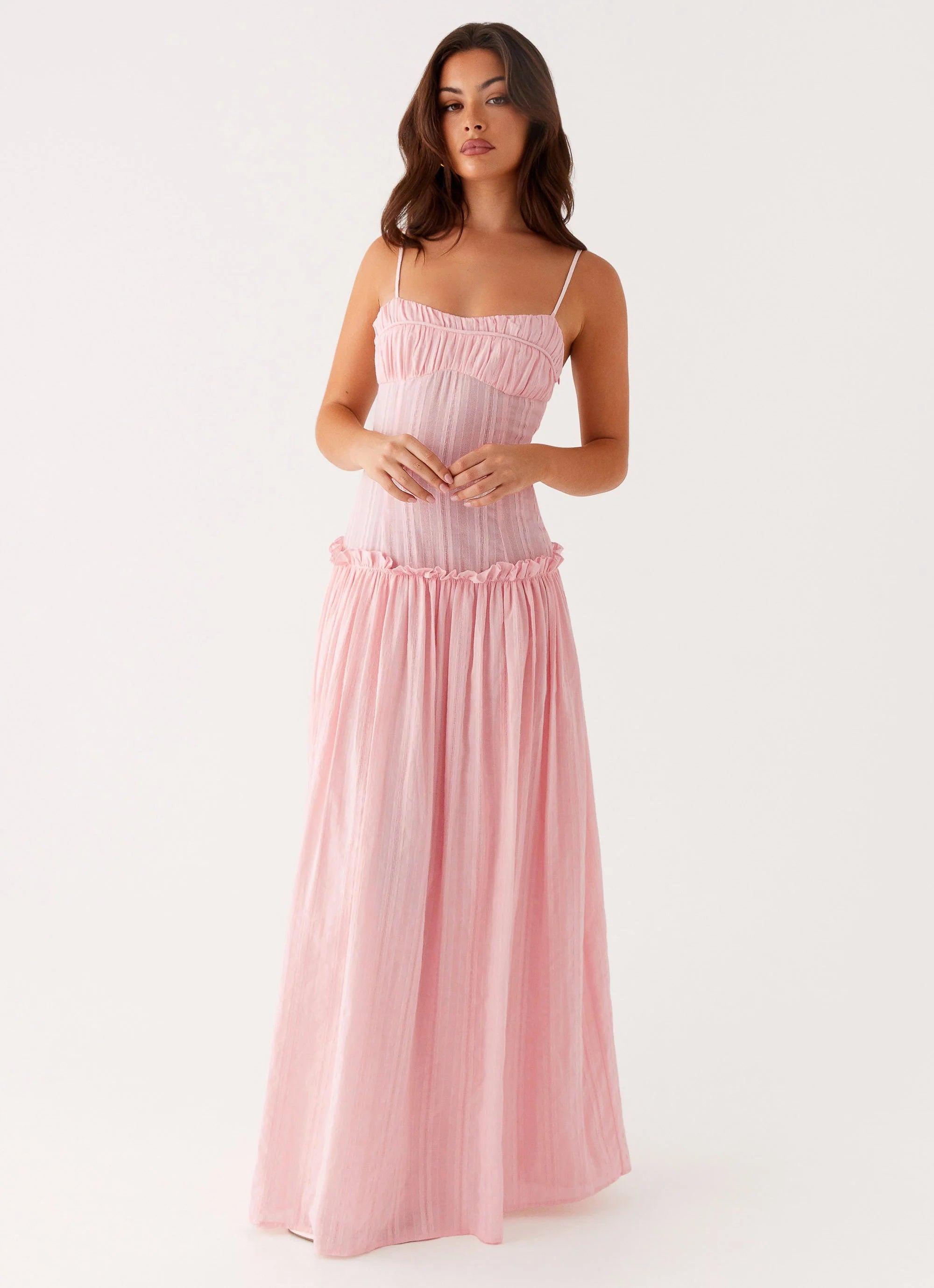 Jacinda Drop Waist Maxi Dress - Pink