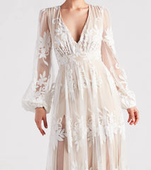 Evelyn Formal Plunge A-Line Dress - Ivory