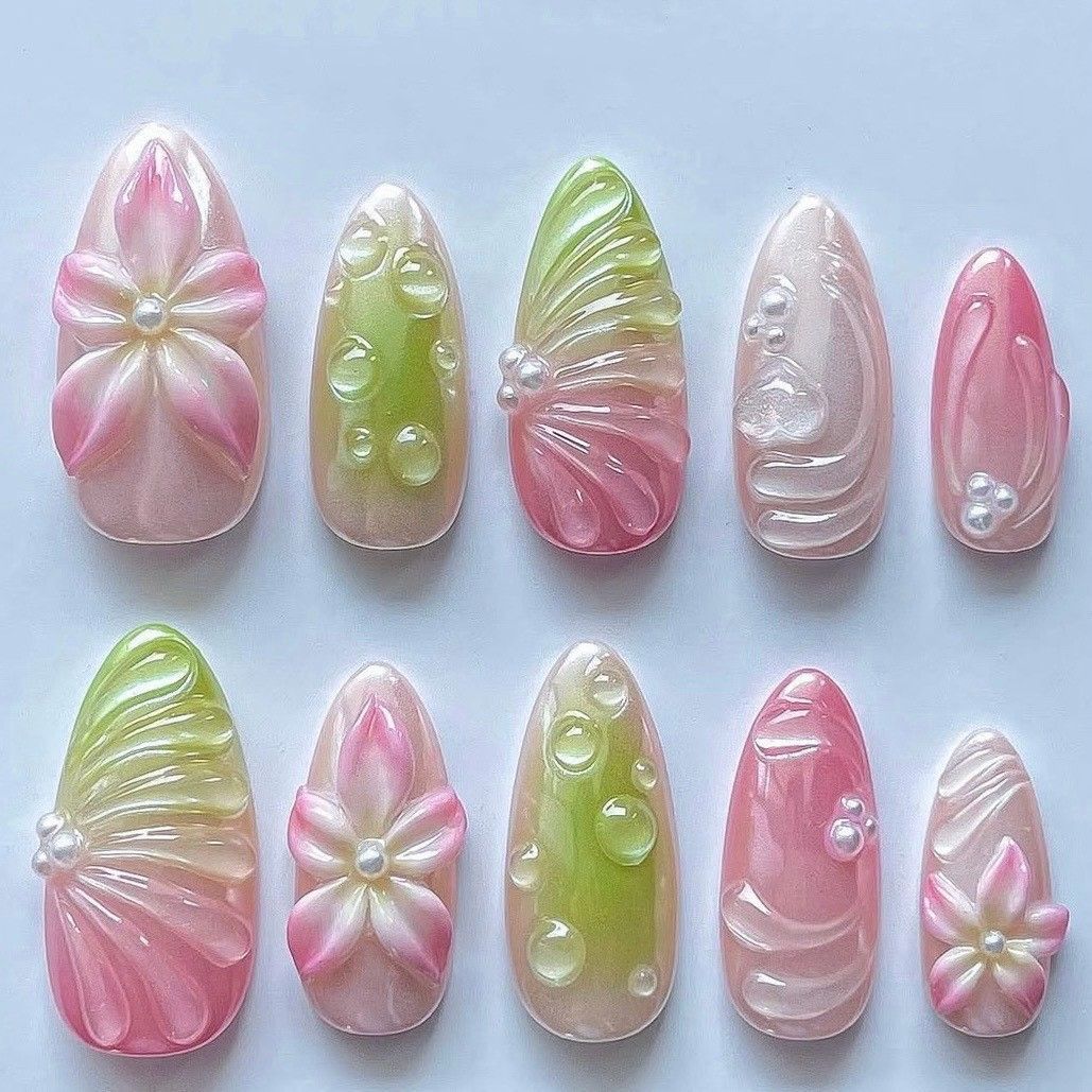 Luxury Handmade 3D Press-On Nails - Premium Reusable Gel Fake Nails - Multiple Styles & Designs Available
