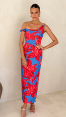 Lorina Maxi Dress - Red/Blue Floral