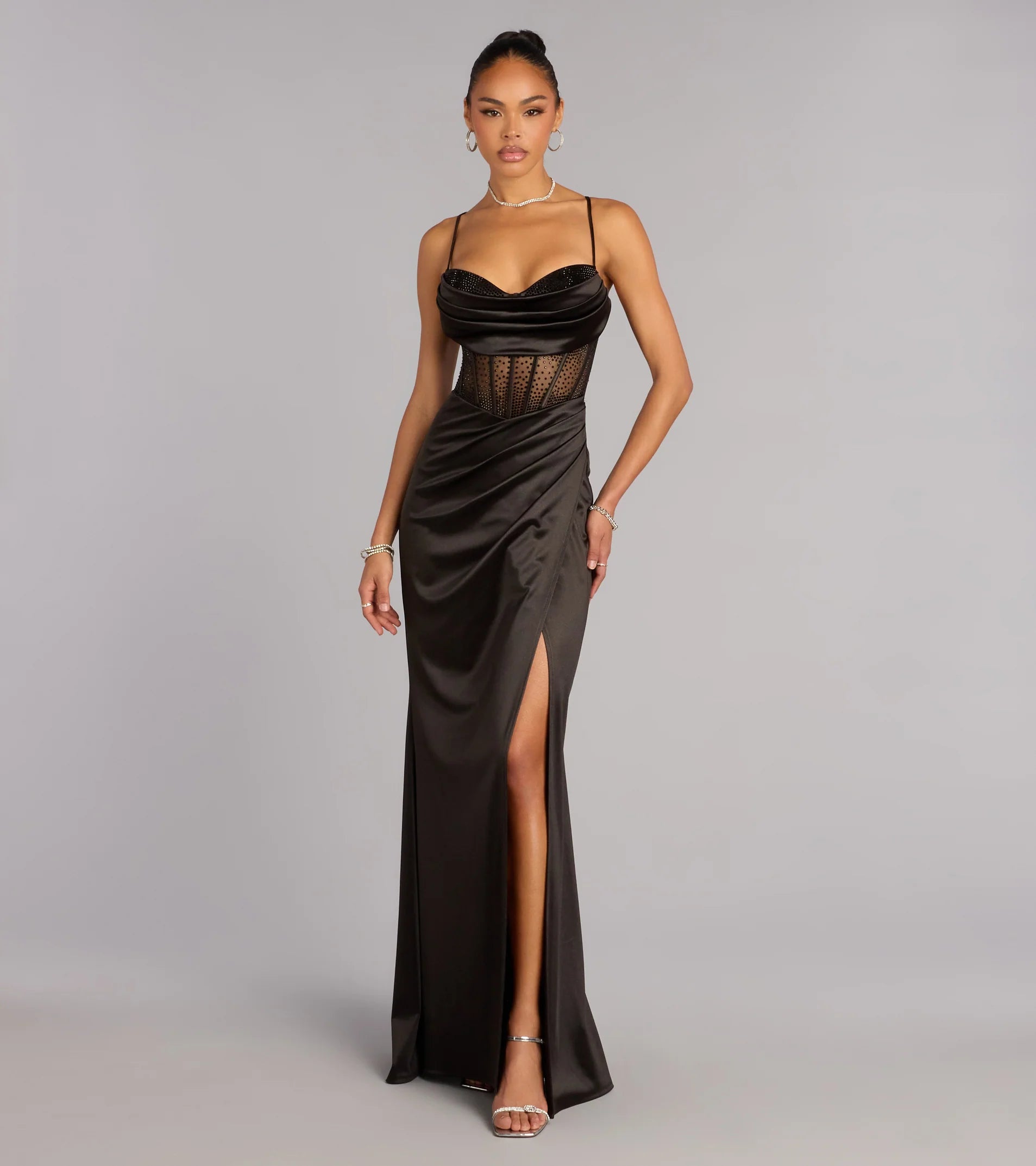 Gabbie Lace-Up Rhinestone Corset Formal Dress