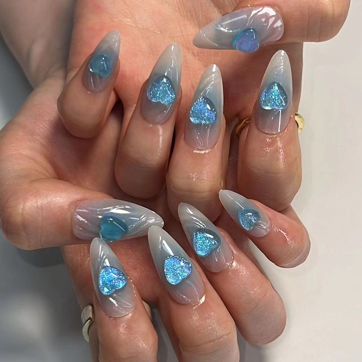 Luxury 3D Floral & Heart Press-On Nails-Elegant Valentine's Romantic Collection Custom Gel False Nails