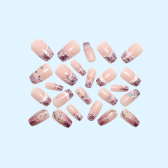 Sweet & Cool Style Broken Diamond French Press On Nails, Rainbow Nail Art