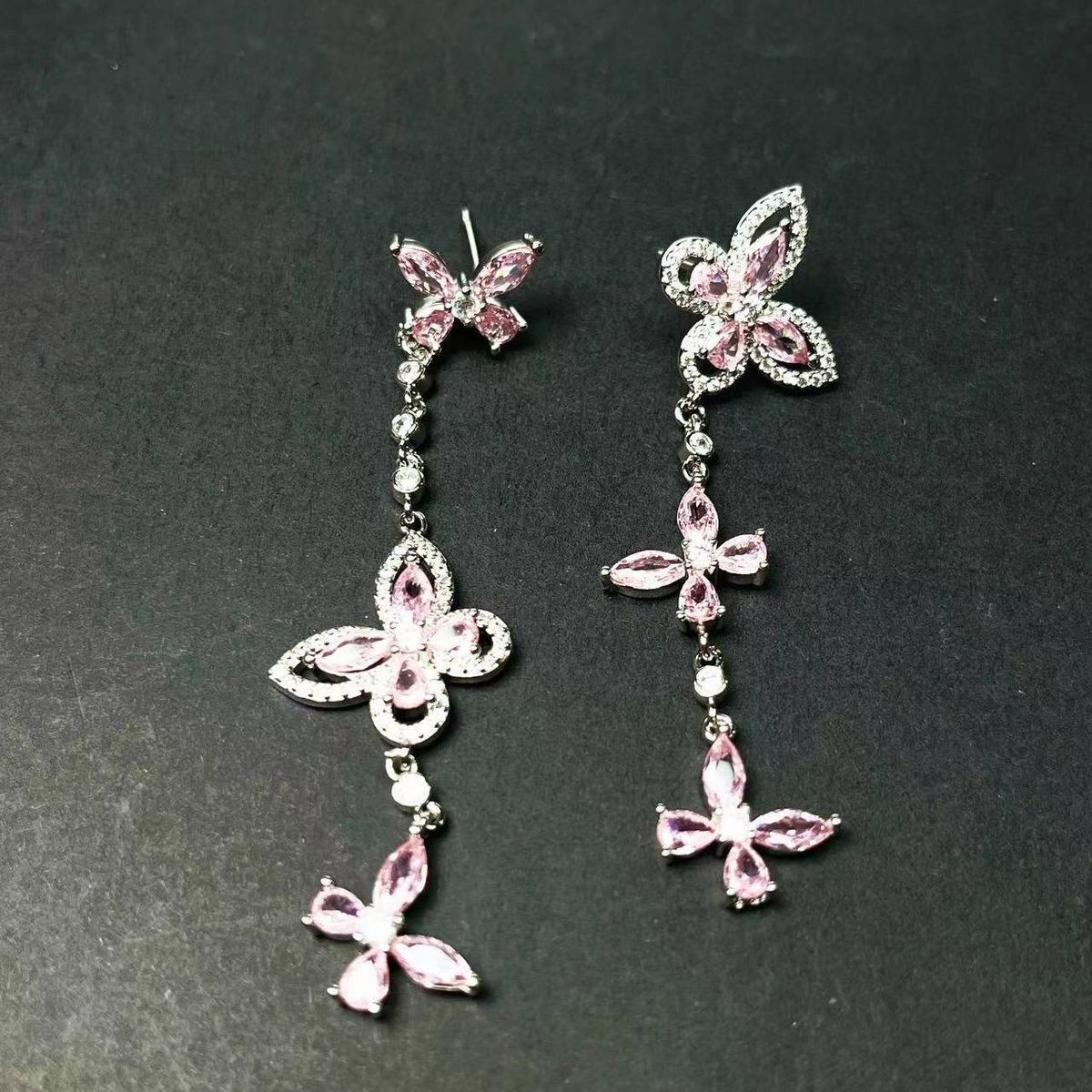 Premium Sparkling Butterfly Fringe Earrings | Delicate Luxury Geometric Studs & Statement Ear Jewelry for Women