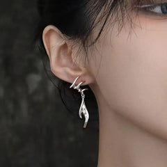 Literary Style Mermaid Tail Earrings, Unique Minimalist Design, Elegant Artistic Women's Jewelry
